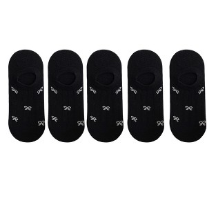 Anna-Kaci 5 Pairs Women's Bow Pattern Low Cut No Show Socks Breathable Mesh Knit Anti-Slip Design Multiple Color Options - 1 of 4