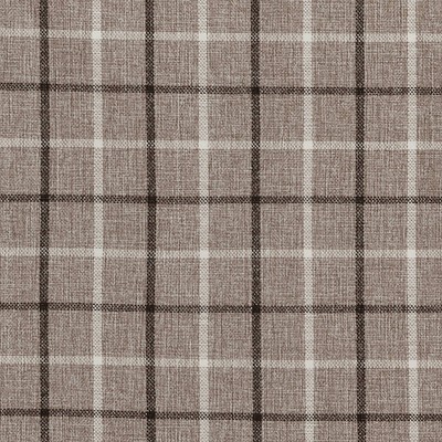 Brown Plaid Polyester Light-Filtering Curtain Panel with Fleece Lining