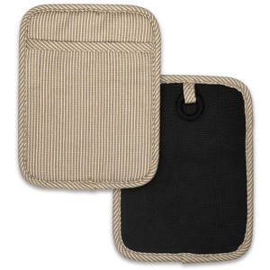 Home Mart Goods Beige Heat Resistant Thick Soft Quilted Lining Kitchen Oven Pot Holders With Neoprene and Cotton Non-slip - 2 Pack - 1 of 4
