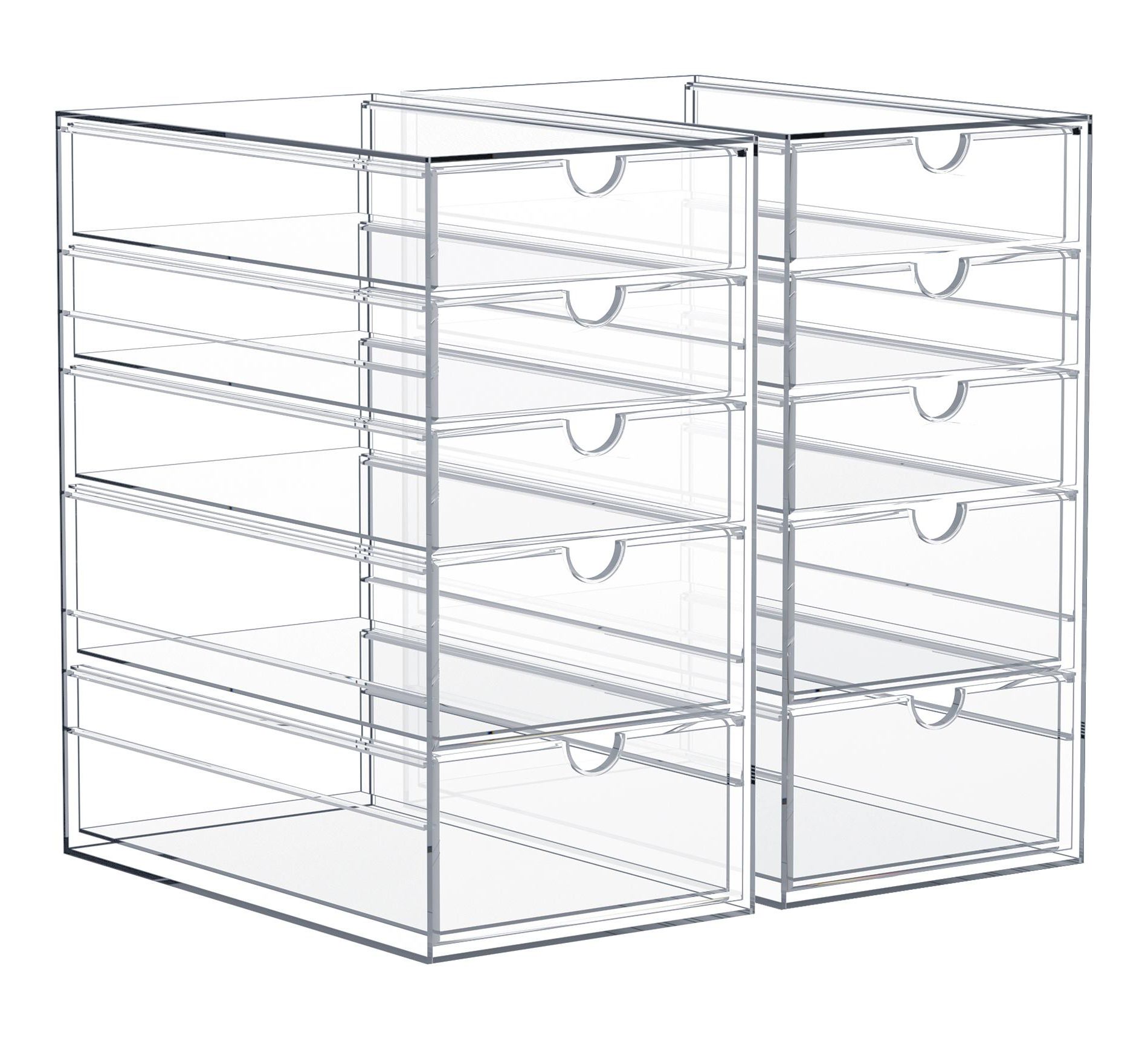 Sorbus Clear Stackable Drawer Storage Organizers - Bathroom, Laundry Room & Home Countertop Drawer System