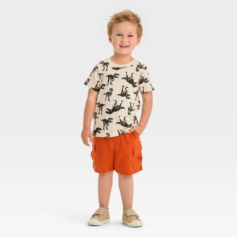 Toddler Boys' Dino Jersey Knit T-Shirt - Cat & Jack™ Beige, 4 of 5