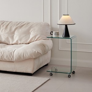 MAYEERTY C-shaped Clear Glass Side & End Table, Tempered Glass End Table Small Table - 1 of 4