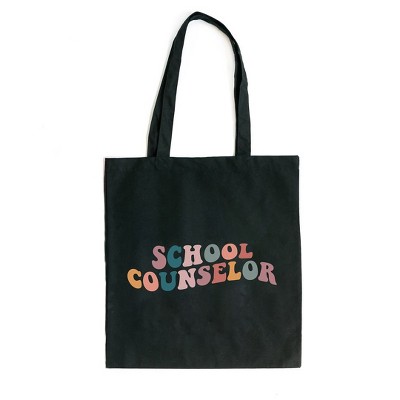 City Creek Prints School Counselor Wavy Canvas Tote Bag - 15x16 - Black