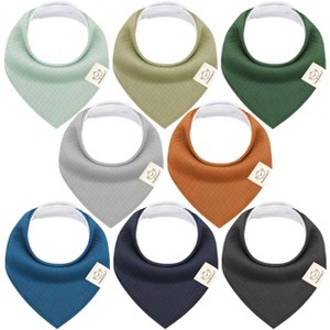 8pk Organic Quin Bandana Bibs, Baby Bibs for Drooling and Teething, Cotton Drool Bibs for Baby Girl, Baby Boy - 1 of 4