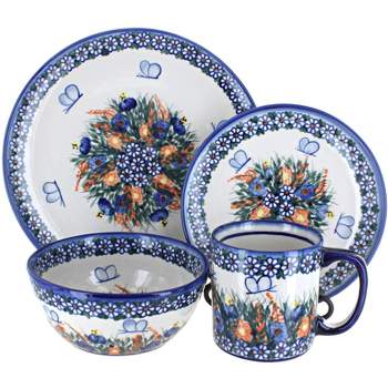 Blue Rose Polish Pottery WR Unikat Dinnerware (4 PC)