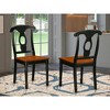 East West Furniture,Kenley Kitchen Dining Chairs - Napoleon Back Solid Wood Seat Chairs, Set of 2, Black & Cherry - 2 of 3