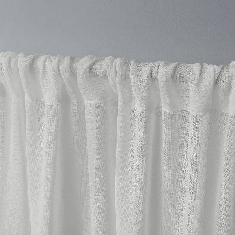 Set of 2 Belgian Textured Linen Rod Pocket Sheer Window Curtain Panels - Exclusive Home, 3 of 11