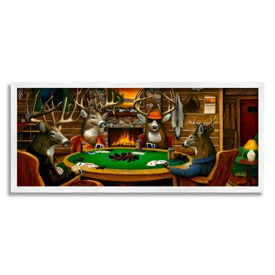 Stupell Industries Deer Animals Playing Poker Framed Giclee Art