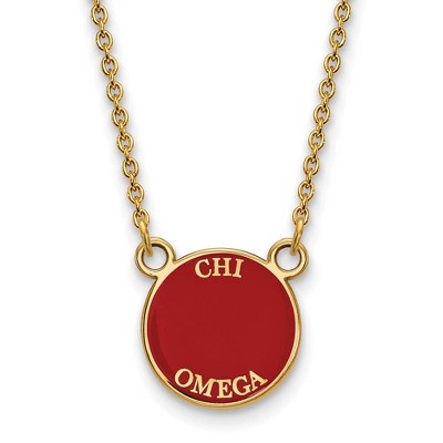 Black Bow Jewelry 14k Yellow Gold Plated Sterling Silver Chi Omega Greek Life Necklace 18 Inch
