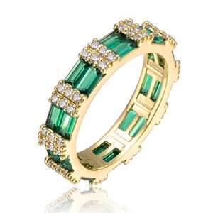 Guili 14K Gold-Plated Emerald & CZ Double Eternity Ring, a timeless symbol of love and devotion. Available in Sizes 6, 7, and 8. - 1 of 2