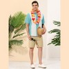 Lars Amadeus Men's Beach Striped Short Sleeve Hawaiian Color Block Button Shirts - 3 of 4