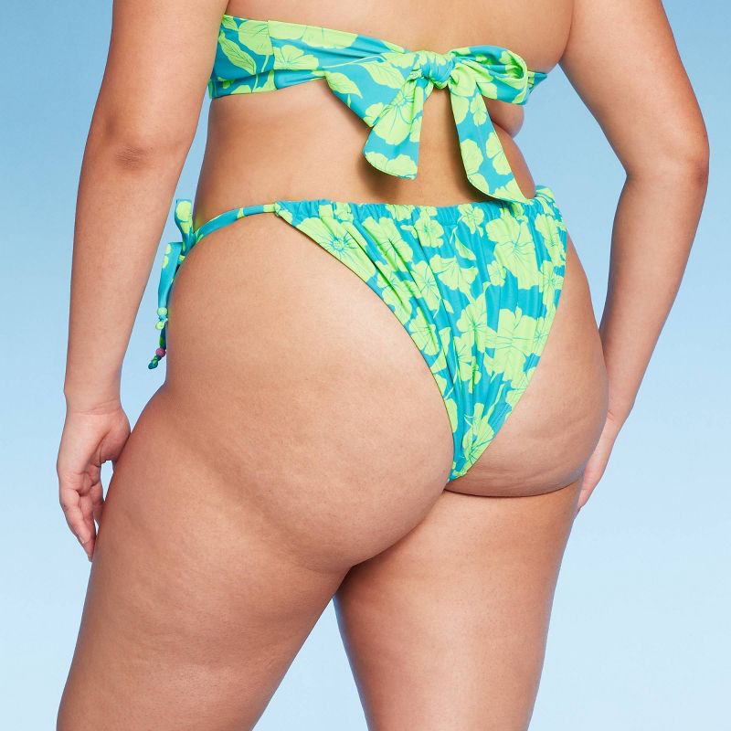 Women's Adjustable Coverage Bikini Bottom - Wild Fable™ Blue/Green Tropical Print, 5 of 14
