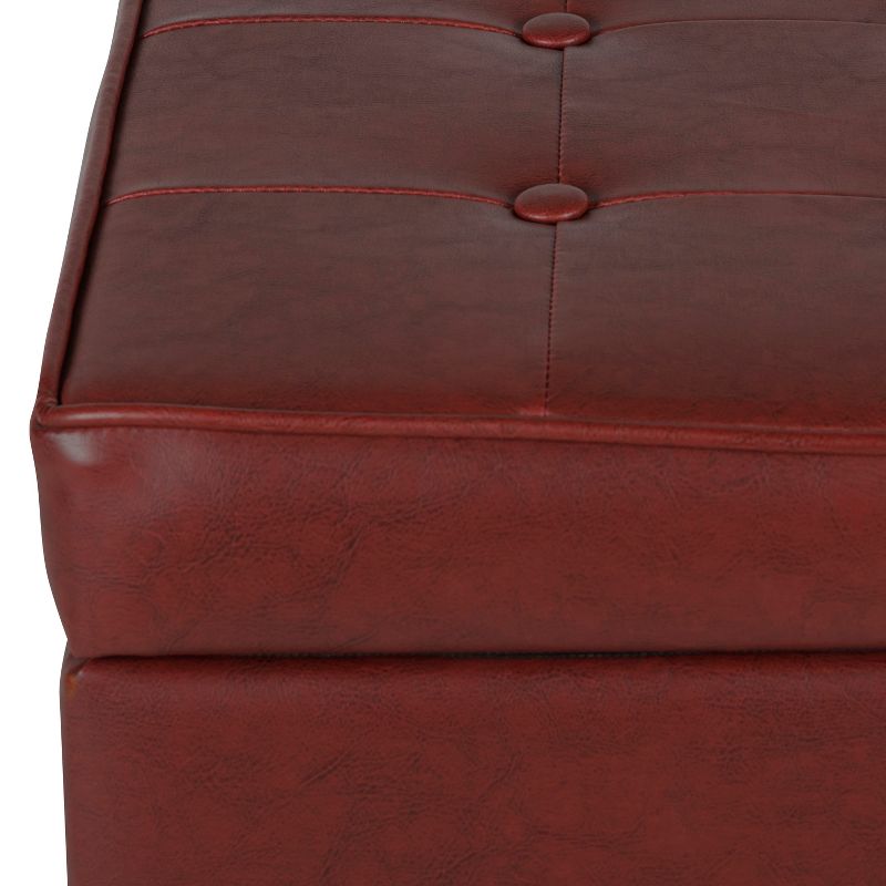 Square Tufted Faux Leather Storage Ottoman - HomePop, 5 of 16