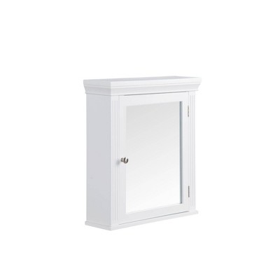 Crown Molded Top White Engineered Wood Medicine Cabinet