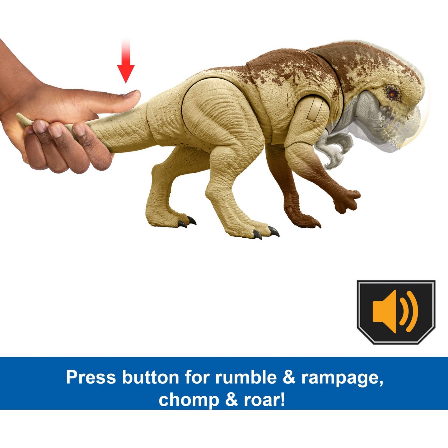 Детская фигурка Jurassic World Rebirth Villain Dino Action Figure, 22" Rumble N Rampage Dinosaur Toy, 2 Attacks — фото 4