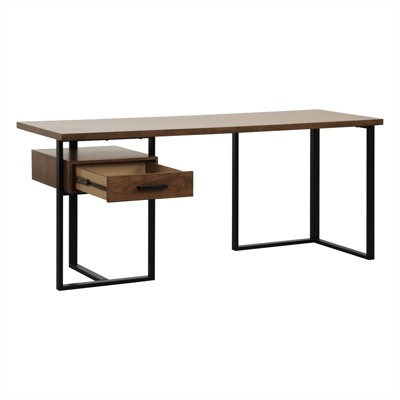 Walnut and Black Reversible Writing Desk with Drawer