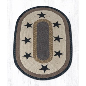 Earth Rugs Black Stars Oval Braided Area Tread 5'x8' Rustic Farmhouse Decor - 1 of 3