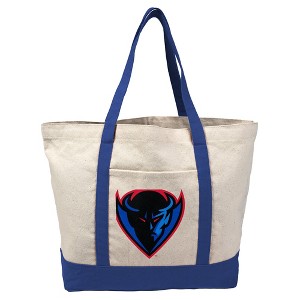 Depaul University Primary Logo Canvas Tote Bag With External Pocket, Reusable Shoulder Bag for Shopping, School, Beach - 1 of 4