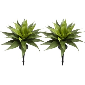 Vitalismo 2 ft/25 inch Agave Artificial Plants with Ground Spike Realistic Faux Plants UV-Resistant for Indoor/Outdoor Home Decor (Set of 2) - 1 of 4