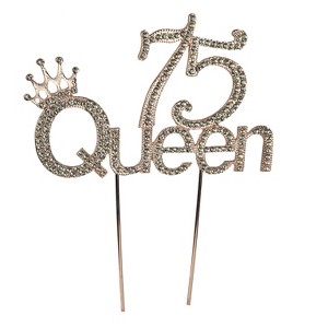 O'Creme Rhinestone Rose-Gold 75-Queen Cake Topper 5-1/2 Inch Wide - 1 of 1