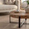 Round Coffee Table Modern Circle Coffee Table With Fir Wood Table Top Cross Legs Base - 3 of 4