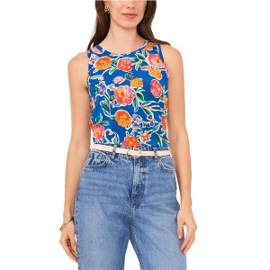 Vince Camuto Womens Floral Keyhole Back Knit Blouse - 1 of 1