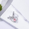 Sterling Silver Birthstone Heart & Airplane Charm, Travel-Themed Jewelry Gift for Women - 3 of 4