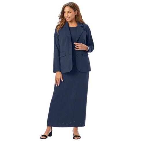 Jessica London Women's Plus Size Single-breasted Pantsuit, 12 W - Navy :  Target