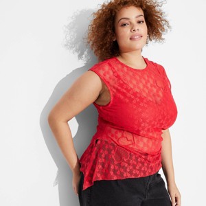 Women's Lace Tunic Tank Top - Wild Fable™ Cherry Red - 1 of 3