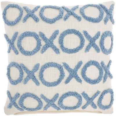 Life Styles Blue Ink Tufted XOXO 18 Square Throw Pillow - #838R4