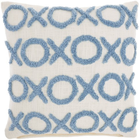 White and blue discount pillow