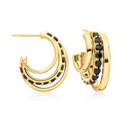 Ross-Simons 2.20 ct. t.w. Black Spinel Convertible Multi-Hoop Earrings in 18kt Gold Over Sterling