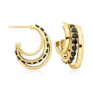 Ross-Simons 2.20 ct. t.w. Black Spinel Convertible Multi-Hoop Earrings in 18kt Gold Over Sterling - 1 of 4