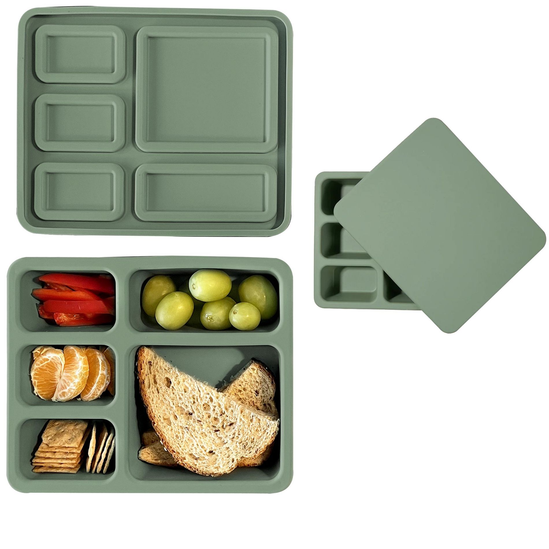 Austin Baby Co Leak-proof Silicone Bento Box - Solid Sage Green
