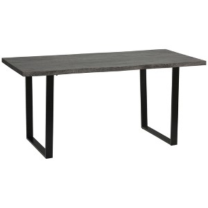 HOMCOM 63" Wavy-Edge Modern Dining Table for 6 People, Wooden Kitchen Table with Steel Legs, Rectangle Dinner Table with Strong Metal Base, Gray - 1 of 4