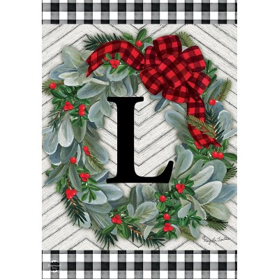 Briarwood Lane Winter Garden Flag 12x18 For Outdoor Winter Wreath Monogram Letter L For Winter Garden Flag Flags For Outside