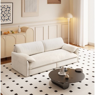 Queen Size Velvet Pull Out Sofa Bed, 3-in-1 Convertible Sleeper Bed with Side Storage, Cutton Filling Loveseat Bed with Iron Frame-Baofuwish