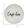 HomeRoots 14" Gray And Black Carpe Diem Round Serving Tray With Handles - 3 of 4