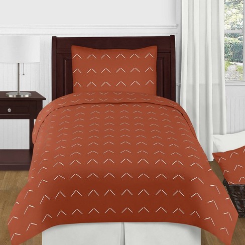 4pc Twin Diamond Tuft Bedding Set, Burnt Orange Twin Bed Sheets