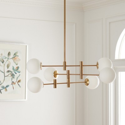 Gideon Antique Gold Frame Chandelier with White Glass Spheres