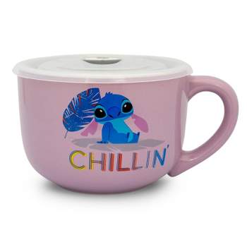 Silver Buffalo Disney Lilo & Stitch "Chillin" Ceramic Soup Mug With Vented Lid | Holds 24 Ounces
