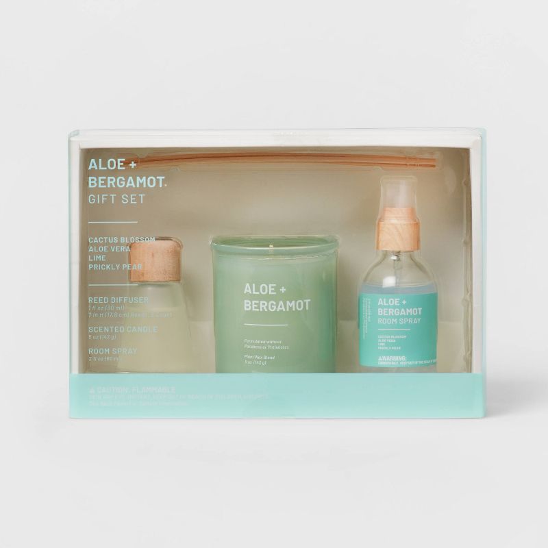 3pk Diffuser Candle Room Spray Gift Set Aloe Bergamot - Project 62&#8482;, 1 of 5