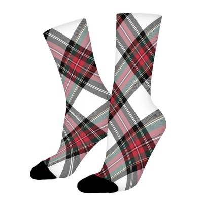 Tartan Plaid Women Printed Crew Socks Funny Funky Socks Soft Polyester Novelty Gifts for Artists Men