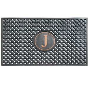 A1HC Natural Rubber Large Monogrammed Door Mat 24" x 39" Scrapes Shoes Clean of Dirt & Grime Doormat - 1 of 4
