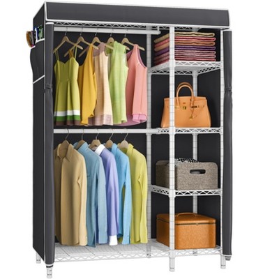 HOME-IT GARMENT RACK HEAVY DUTY SHELVING WIRE SHELVING (BLACK) CLOSET –  homeitusa