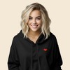 Dalix Pixel Heart Embroidered Fleece Cropped Hoodie Cold Fall Winter Women - 3 of 4