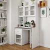 Computer Desk Modern with Rotating Desktop and Glass Door Hutch for Home Office 39.3in-3irtyhousy - 2 of 4