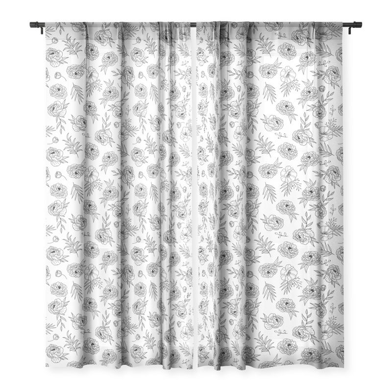 Emanuela Carratoni Floral Line Art Single Panel Sheer Window Curtain - Deny Designs, 3 of 4