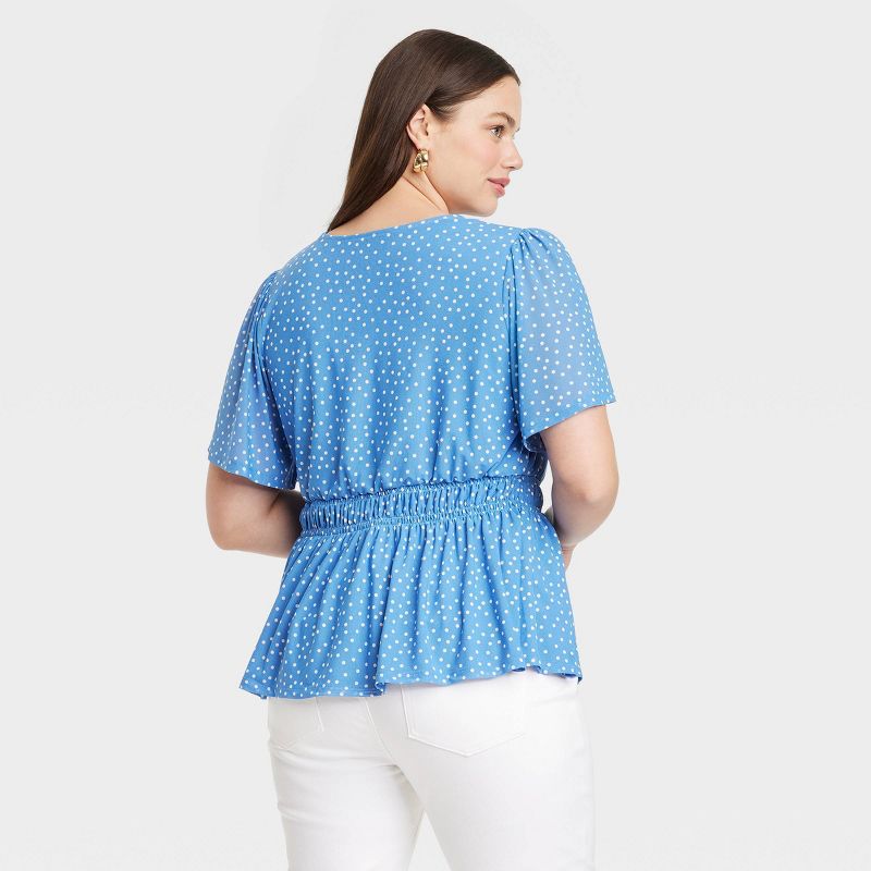 Women's Slim Fit Flutter Short Sleeve V-Neck Knit Top - Ava & Viv™, 2 of 4