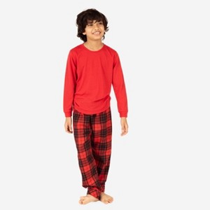 Leveret Kids Poly Top and Flannel Feel Pants Pajamas - 1 of 4